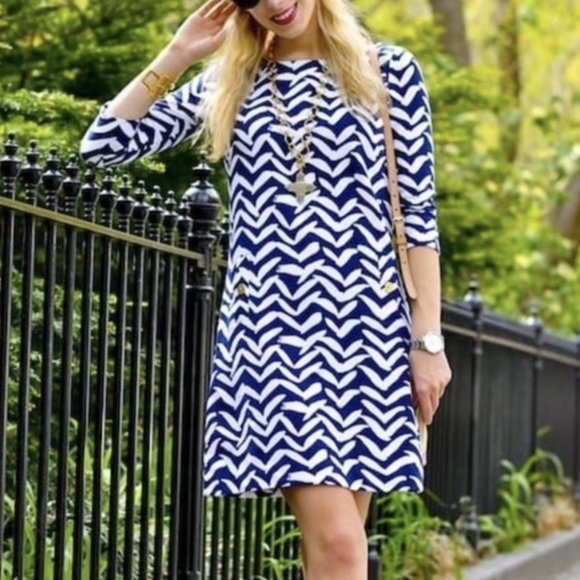 Lilly Pulitzer Womens Charlene Got Lucky Bird Seagull Chevron Sheath Dress - Picture 11 of 12